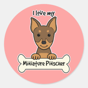 Sticker Rond J'aime mon Pinscher miniature
