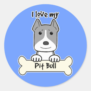 Sticker Rond J'Aime Mon Pitbull