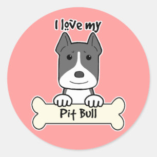 Sticker Rond J'Aime Mon Pitbull