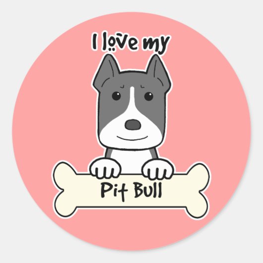 Sticker Rond J'Aime Mon Pitbull (Devant)