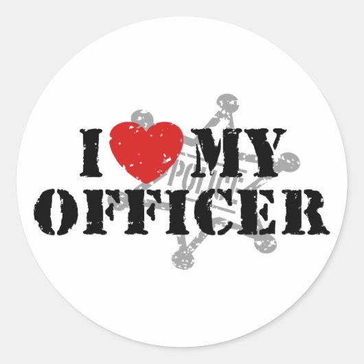 Sticker Rond J'Aime Mon Policier (Devant)