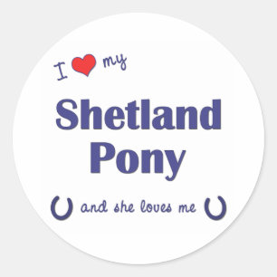 Sticker Rond J'aime mon poney de Shetland (le poney femelle)