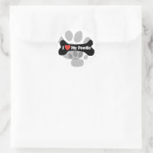 Sticker Rond J'Aime Mon Poodle - Os De Chien (Sac)