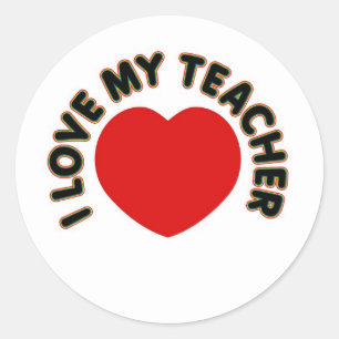 Sticker Rond J'aime mon professeur (le coeur)