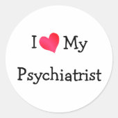 Sticker Rond J'Aime Mon Psychiatre (Devant)