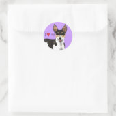 Sticker Rond J'aime mon Rat Terrier (Sac)