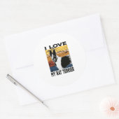 Sticker Rond j'aime mon rat terrier, mode chien sur (Enveloppe)