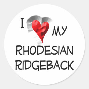 Sticker Rond J'Aime Mon Rhodesian Ridgeback