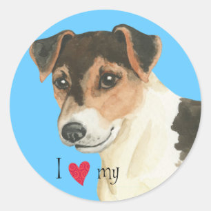 Sticker Rond J'aime mon Russell Terrier
