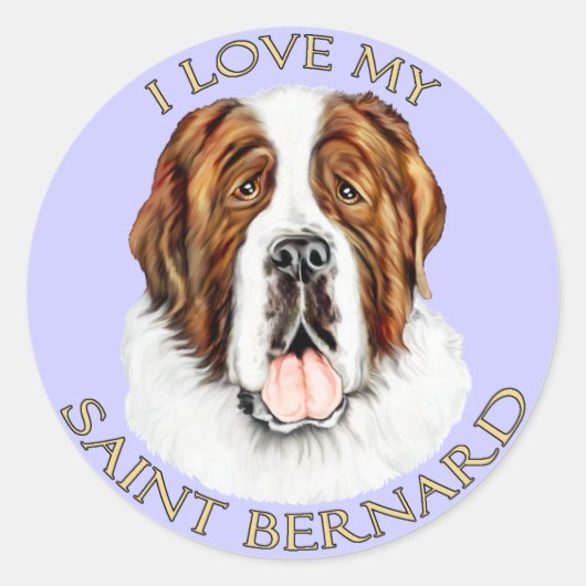 Sticker Rond J'aime mon Saint Bernard (Devant)