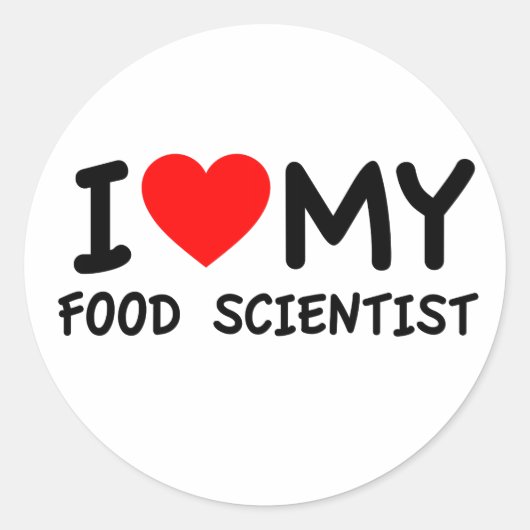 Sticker Rond J'aime mon scientifique alimentaire (Devant)