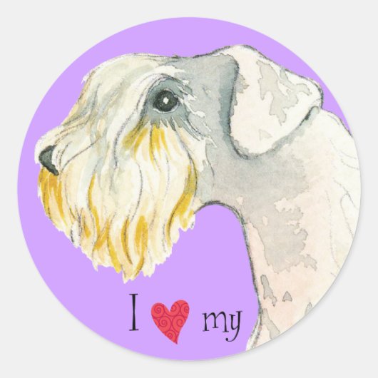 Sticker Rond J'aime mon Sealyham Terrier (Devant)