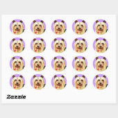 Sticker Rond J'aime mon Silky Terrier (Feuille)