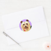 Sticker Rond J'aime mon Silky Terrier (Enveloppe)