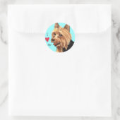 Sticker Rond J'aime mon Terrier australien (Sac)