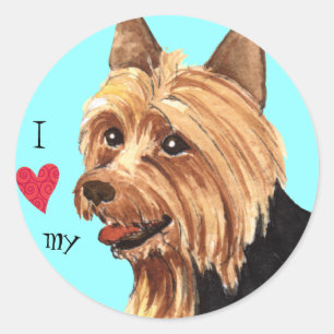 Sticker Rond J'aime mon Terrier australien