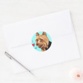 Sticker Rond J'aime mon Terrier australien (Enveloppe)