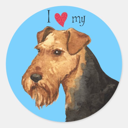 Sticker Rond J'aime mon Terrier gallois (Devant)