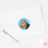 Sticker Rond J'aime mon Terrier gallois (Enveloppe)
