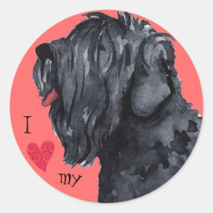 Sticker Rond J'aime mon Terrier russe noir
