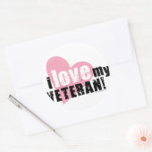 Sticker Rond J'aime mon vétéran ! (Enveloppe)