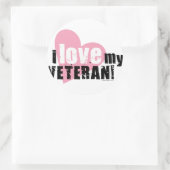 Sticker Rond J'aime mon vétéran ! (Sac)