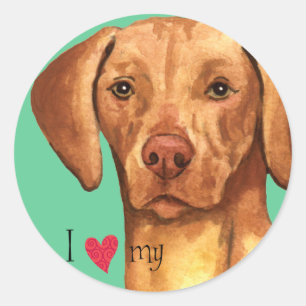 Sticker Rond J'aime mon Vizsla