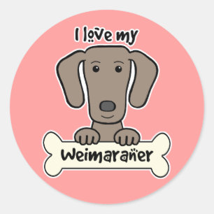 Sticker Rond J'aime mon Weimaraner