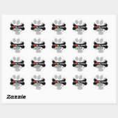 Sticker Rond J'Aime Mon Yorkie - Os De Chien (Feuille)