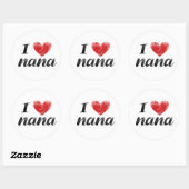 Sticker Rond J'aime Nana (Feuille)