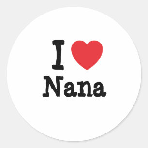 Sticker Rond J'aime Nana coeur T-shirt
