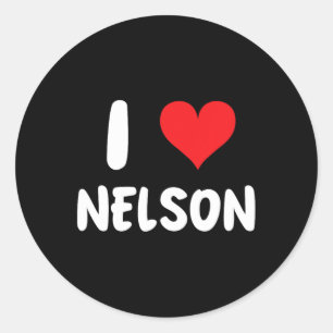 Sticker Rond J'aime Nelson - Cœur - Nom