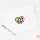 Sticker Rond J'aime New York. J'aime New York. Arc arc-en-ciel  (Enveloppe)