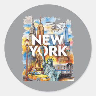 Sticker Rond J'aime New York Nyc Manhattan Vacances Voyage Desi