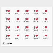 Sticker Rond J'aime Nom (Feuille)