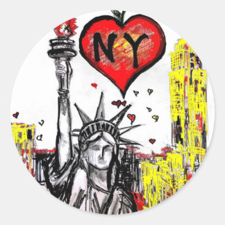 Sticker Rond J'aime NY