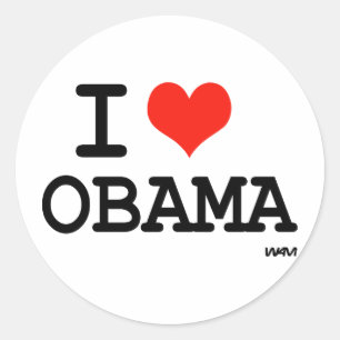 Sticker Rond J'aime Obama