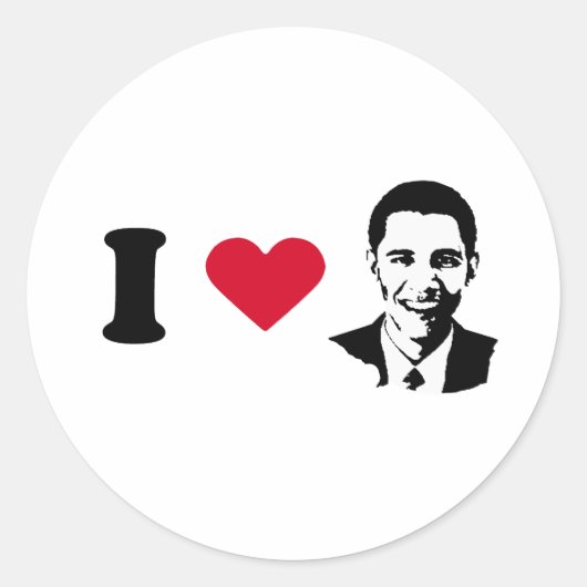 Sticker Rond J'aime Obama (Devant)