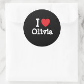 Sticker Rond J'aime Olivia coeur T-shirt (Sac)