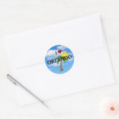 STICKER ROND J'AIME ORLANDO - PALMIER ET SOLEIL (Enveloppe)