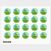 Sticker Rond J'aime Orlando, Palmiers et soleil, (Feuille)