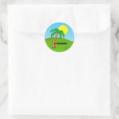 Sticker Rond J'aime Orlando, Palmiers et soleil, (Sac)