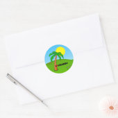 Sticker Rond J'aime Orlando, Palmiers et soleil, (Enveloppe)
