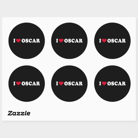 STICKER ROND J'AIME OSCAR (Feuille)