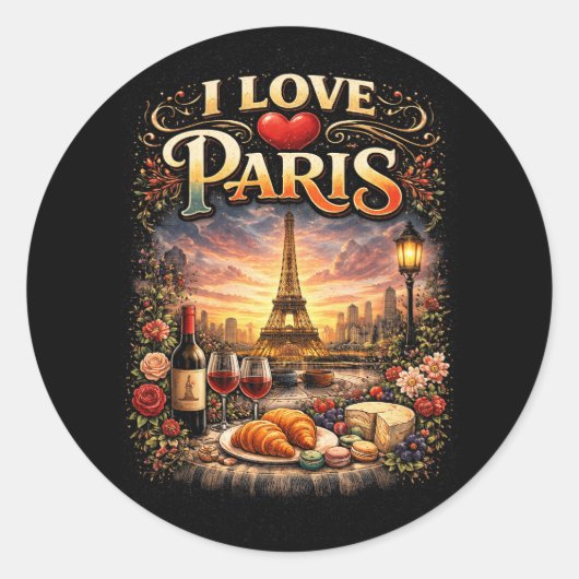 Sticker Rond J'aime Paris (Devant)