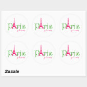 Sticker Rond J'aime Paris (Feuille)