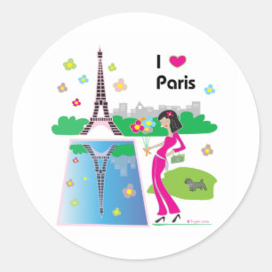 Sticker Rond J'aime Paris, France