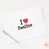 Sticker Rond J'aime Pauline coeur T-shirt (Enveloppe)