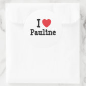 Sticker Rond J'aime Pauline coeur T-shirt (Sac)