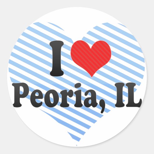 Sticker Rond J'aime Peoria, IL (Devant)